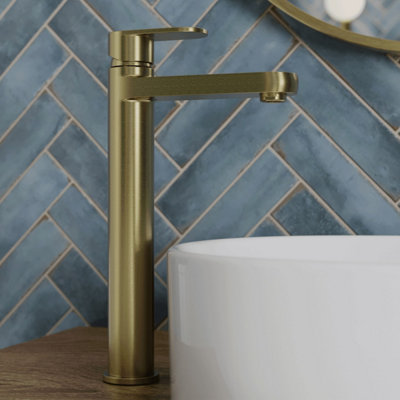 Avora Modern Bathroom High Rise Countertop Basin Mixer Tap Tall Single ...