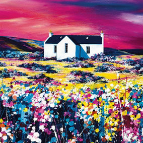 Avril Thomson Smith A Sky Of Pink Framed Canvas Print Multicoloured (85cm x 85cm)