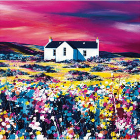 Avril Thomson Smith A Sky Of Pink Print Pink/Yellow/White (40cm x 40cm)