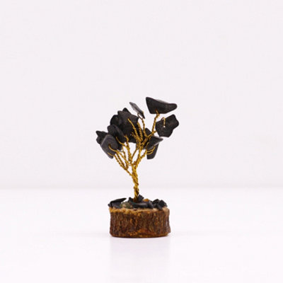 AW Dropship UK Mini Gemstone Tree on Wood Base - Black Agate, 15 Stones ...