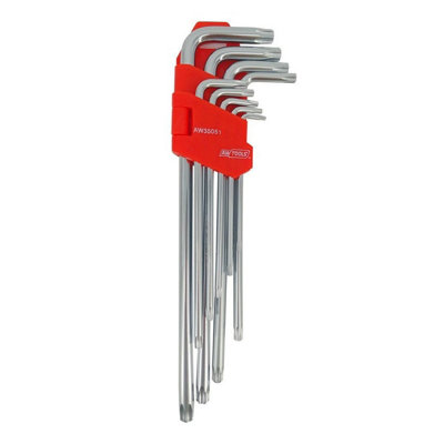 AW Tools Black Line Torx Keys Set (Pack of 9) Silver (XL)