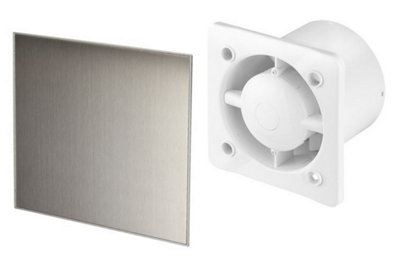 Awenta 100mm Humidity Sensor Extractor Fan Inox Front Panel TRAX Wall Ceiling Ventilation