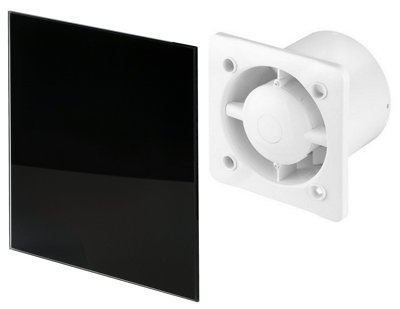 Awenta 100mm Humidity Sensor Extractor Fan Shiny Black Glass Front ...
