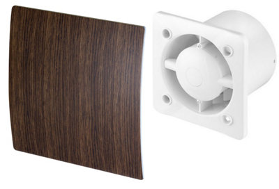 Awenta 100mm Humidity Sensor Extractor Fan Wenge Wood ABS Front Panel ESCUDO Wall Ceiling Ventilation