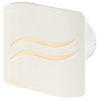 Awenta 100mm Humidity Sensor Extractor Fan White Glass Front Panel Escudo Wall Ceiling Ventilation