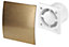 Awenta 100mm Pull Cord Extractor Fan Gold ABS Front Panel ESCUDO Wall Ceiling Ventilation