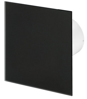 Awenta 100mm Pull Cord Extractor Fan Matte Black Glass Front Panel TRAX Wall Ceiling Ventilation