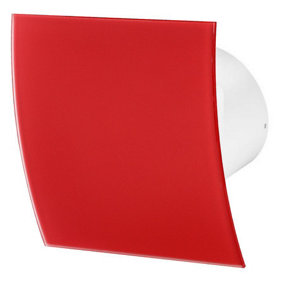 Awenta 100mm Pull Cord Extractor Fan Matte Red  Glass Front Panel ESCUDO Wall Ceiling Ventilation