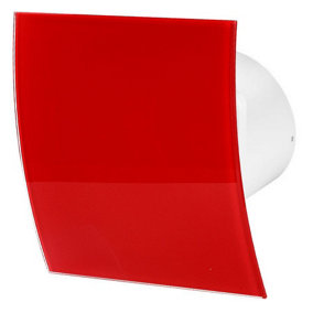 Awenta 100mm Pull Cord Extractor Fan Shiny Red  Glass Front Panel ESCUDO Wall Ceiling Ventilation