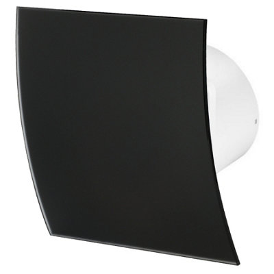 Awenta 100mm Timer Extractor Fan Matte Black Glass Front Panel ESCUDO Wall Ceiling Ventilation