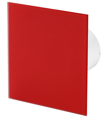 Awenta 100mm Timer Extractor Fan Matte Red Glass Front Panel TRAX Wall Ceiling Ventilation