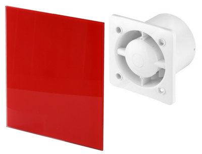 Awenta 100mm Timer Extractor Fan Shiny Red Glass Front Panel TRAX Wall Ceiling Ventilation