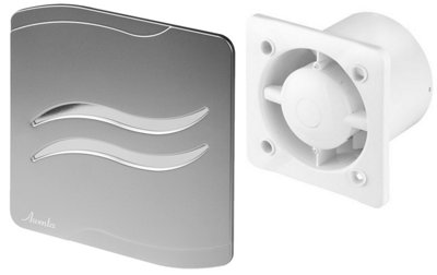 Awenta 100mm Timer S-LINE Extractor Fan Satin ABS Front Panel Wall Ceiling Ventilation
