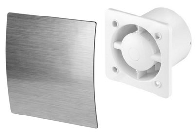 Awenta 125mm Humidity Sensor Extractor Fan Silver ABS Front Panel ESCUDO Wall Ceiling Ventilation