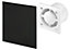 Awenta 125mm Pull Cord Extractor Fan Matte Black Glass Front Panel TRAX Wall Ceiling Ventilation