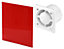 Awenta 125mm Pull Cord Extractor Fan Shiny Red Glass Front Panel TRAX Wall Ceiling Ventilation