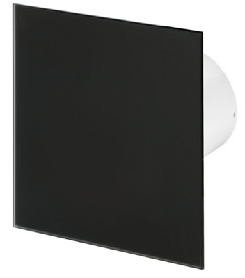 Awenta 125mm Standard Extractor Fan Matte Black Glass Front Panel TRAX Wall Ceiling Ventilation