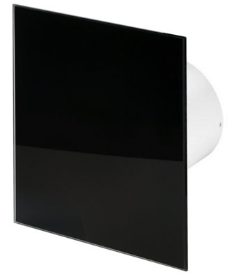 Awenta 125mm Standard Extractor Fan Shiny Black Glass Front Panel TRAX Wall Ceiling Ventilation