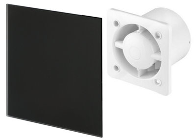 Awenta 125mm Timer Extractor Fan Matte Black Glass Front Panel TRAX Wall Ceiling Ventilation
