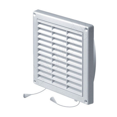 Awenta 130x130mm Wall Ventilation Grille Duct Cover with Net Pull Cord and Shutter