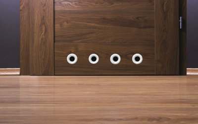 Awenta 4x White Mini Circle Collar Air Vent Grille Set Door Ventilation Cover - 3