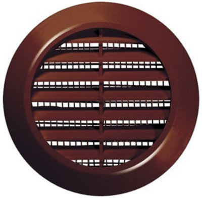 Awenta 70mm Diameter Hole Brown Round Door Air Vent Grille Woodwork Furniture