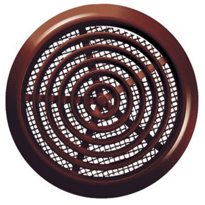 Awenta 80mm Diameter Hole Brown Round Door Air Vent Grille Woodwork Furniture