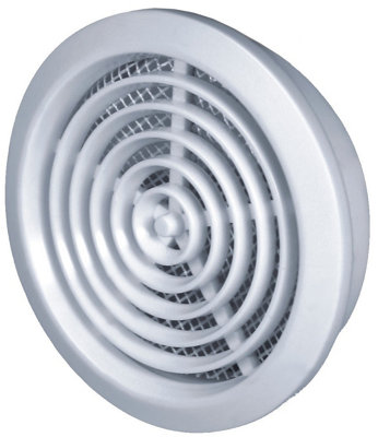 Awenta 80mm Diameter Hole White Round Door Air Vent Grille Woodwork Furniture