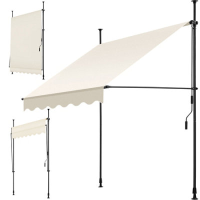 Awning - retractable, clamp, no-drill installation required - beige