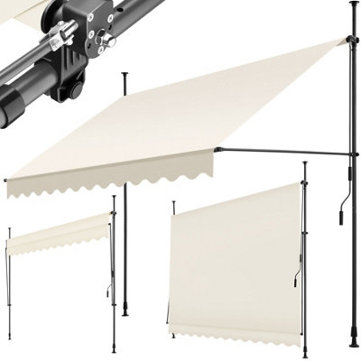 Awning - retractable, clamp, no-drill installation required - beige