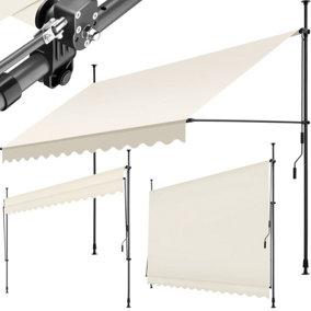 Awning - retractable, clamp, no-drill installation required - beige