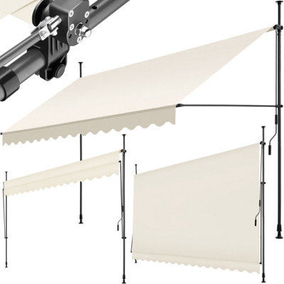 Awning - retractable, clamp, no-drill installation required - beige