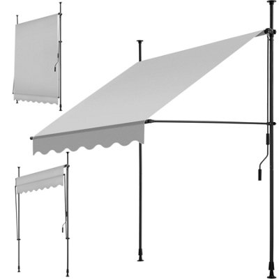 Awning - retractable, clamp, no-drill installation required - light grey