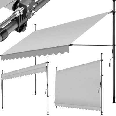 Awning - retractable, clamp, no-drill installation required - light grey