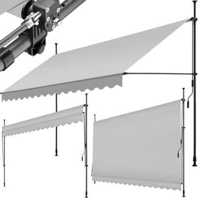 Awning - retractable, clamp, no-drill installation required - light grey