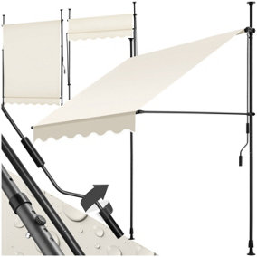Awning with hand crank - pressure fitted , height adjustable 150 x 180 cm - beige