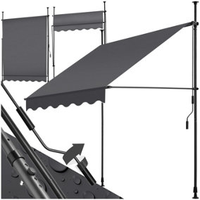 Awning with hand crank - pressure fitted , height adjustable 150 x 180 cm - black/grey