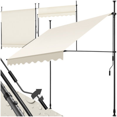 Awning with hand crank - pressure fitted , height adjustable 200 x 180 cm - beige