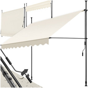 Awning with hand crank - pressure fitted , height adjustable 250 x 180 cm - beige