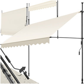 Awning with hand crank - pressure fitted , height adjustable 300 x 180 cm - beige
