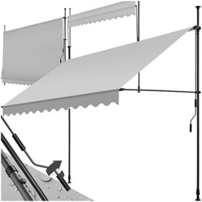 Awning with hand crank - pressure fitted , height adjustable 300 x 180 cm - light grey