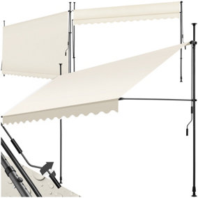 Awning with hand crank - pressure fitted , height adjustable 350 x 180 cm - beige