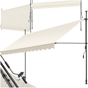 Awning with hand crank - pressure fitted , height adjustable 400 x 180 cm - beige