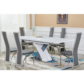 Axara Large Extending Grey Dining Table 4 Summer Grey Chairs