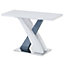 Axara Rectangular High Gloss Console Table In White And Grey