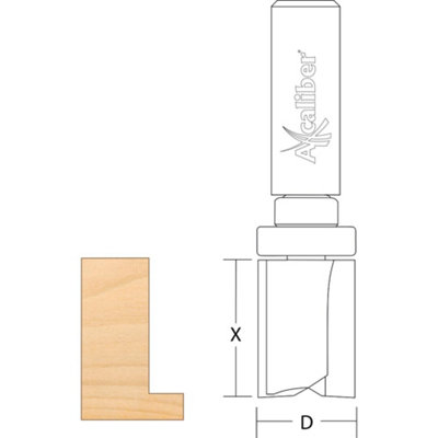 Axcaliber Flush Cutter Top Bearing - D equals 19 - X equals 31.75mm - S equals 1/2"