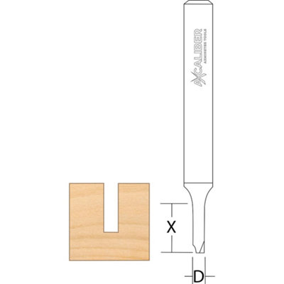 Axcaliber Single Flute Straight Cutter - D equals 6.35 - X equals 25.4mm - S equals 1/4"