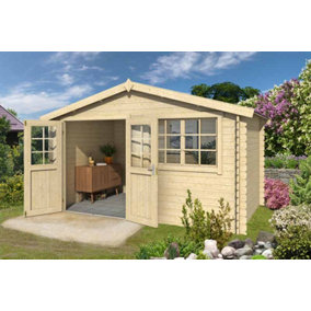 Axel 230-Log Cabin, Wooden Garden Room, Timber Summerhouse, Home Office - L415.1 x W250 x H245.1 cm