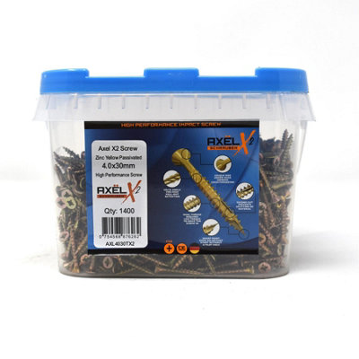 Axel High Performance Woodscrews (Dia) 4.0mm (L) 30mm - Tub of 1400