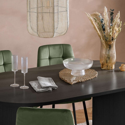 Axel Oval Fluted Dining Table With 4 Chairs